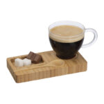 bamboo tray with spoon and glass mug - Image 2
