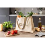 HELSINQUE. Sacoșă din pânză (320 g/m²), cu baza și părțile laterale din iută laminată (350 g/m²) în nuanțe naturale personalizată - Image 4