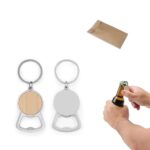 MEEKO. Breloc din fier cu formă rotundă, din zinc și bambus personalizat - Image 2