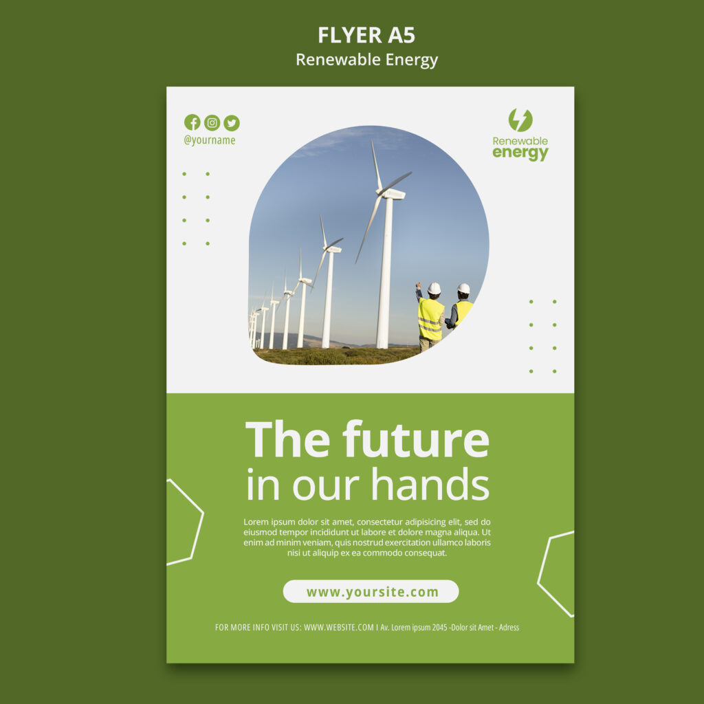a flyer with a picture of a wind turbine